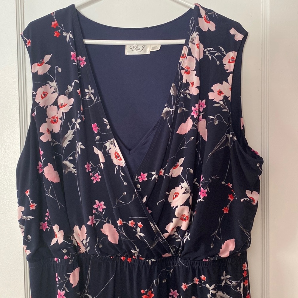 Pretty summer dress with surplice top, built-in modesty tank, and flouncy skirt